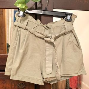 Olive Green Paperbag Shorts